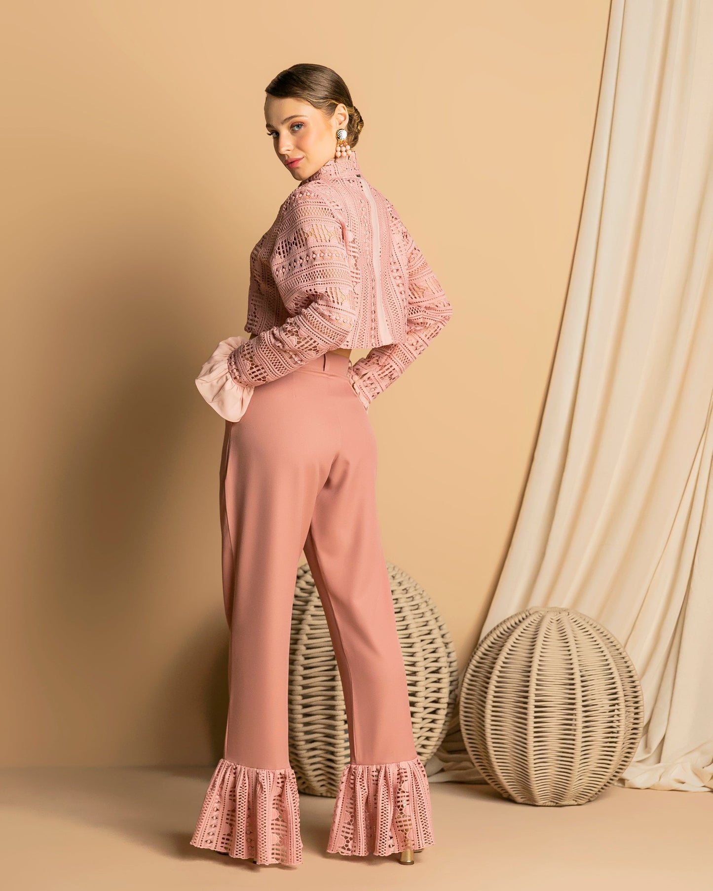 Tailored Pants with Giupure Lace Details.