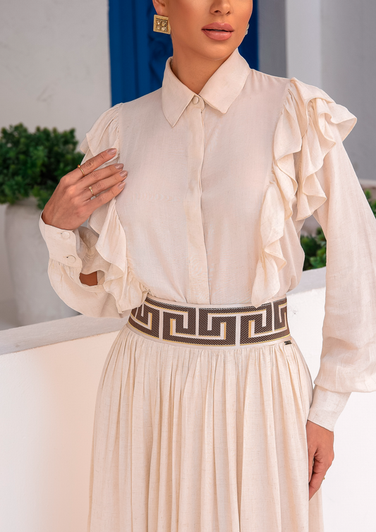 Istanbull Linen Ruffle Shirt