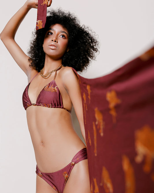 Animal print bikini.