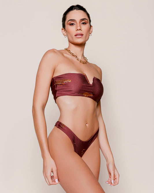 Bandeau Bikini Set with Hight-Cut Bottom