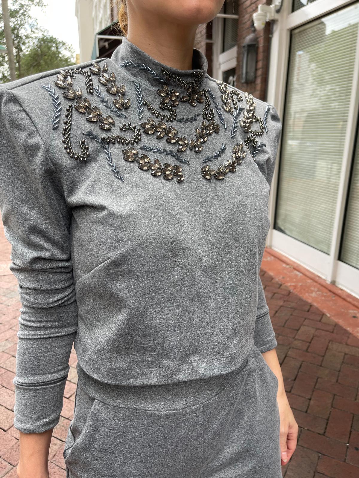 Embroidered Blouse and Pants Set