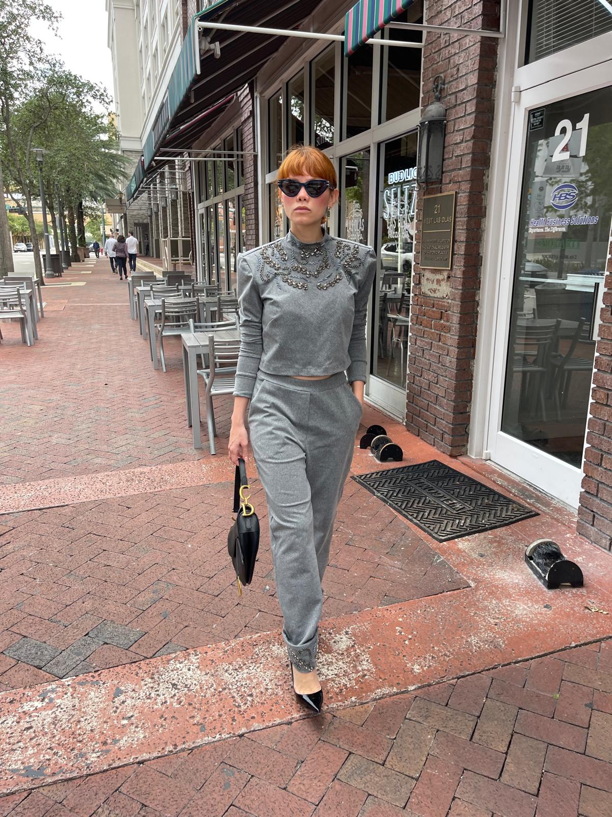 Embroidered Blouse and Pants Set