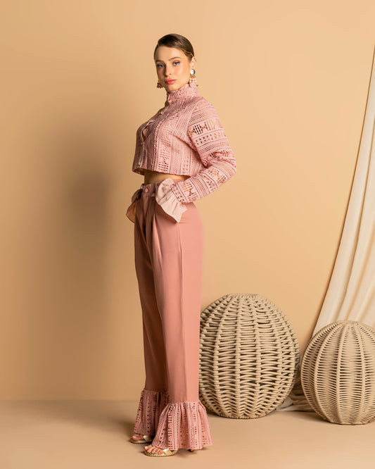 Tailored Pants with Giupure Lace Details.