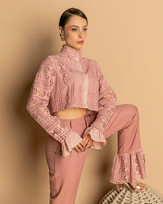 Tailored Pants with Giupure Lace Details.