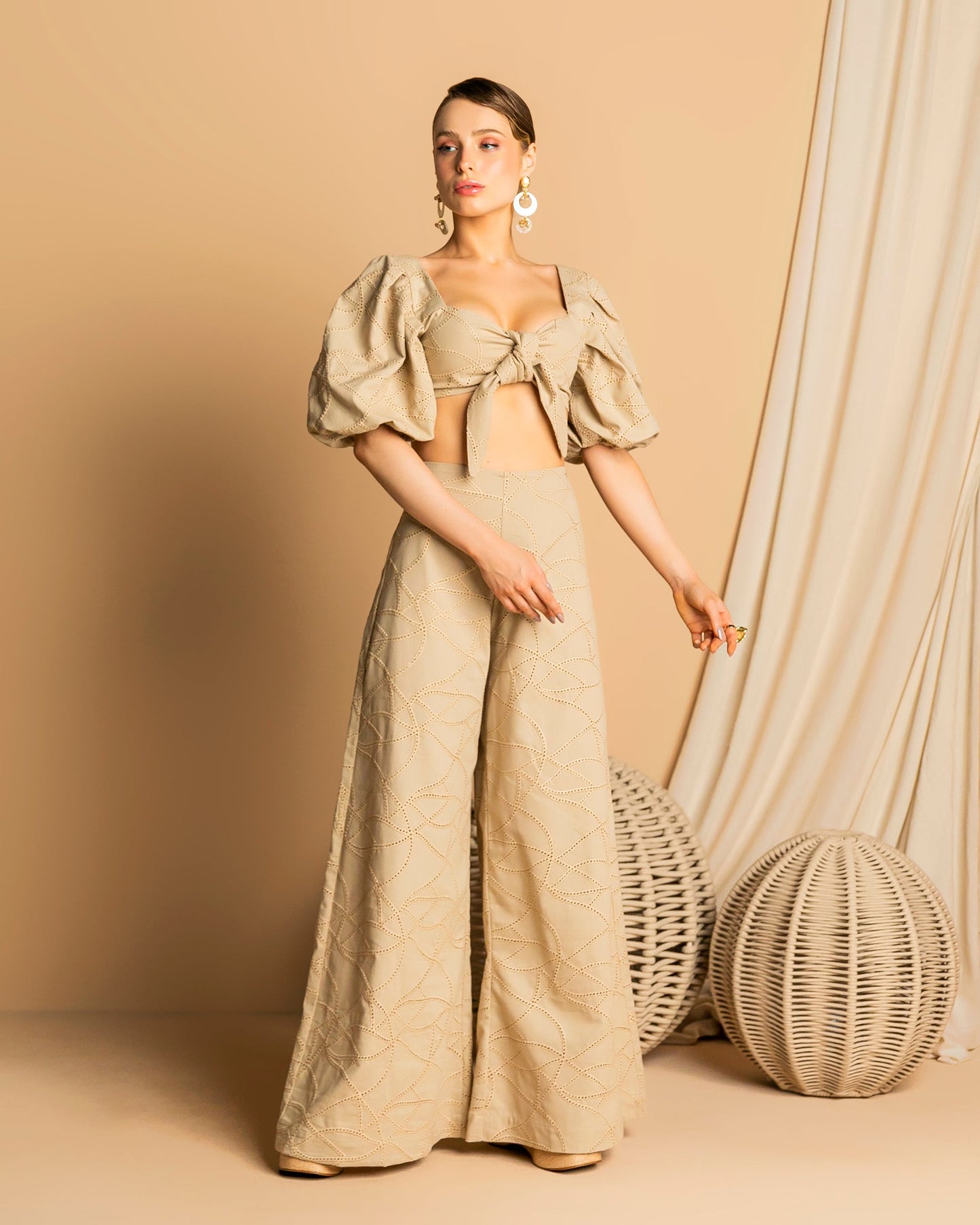 Russian linen  Wide-Leg Pants
