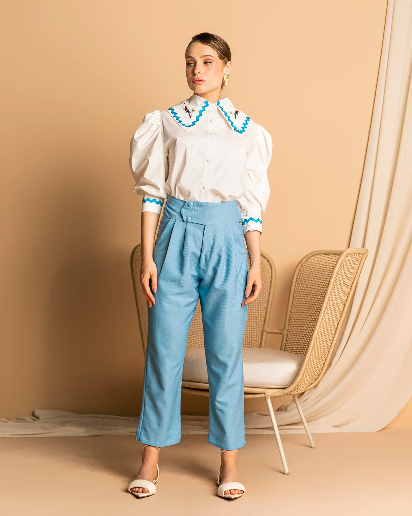 Embroidered Cotton Shirt-Italian Couture